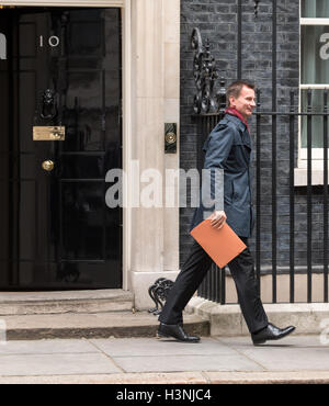 London, UK. 11. Oktober 2016. Jeremy Hunt, Gesundheitsminister, Blätter 10 Downing Street, nach einer Kabinettssitzung. Bildnachweis: Ian Davidson/Alamy Live-Nachrichten Stockfoto