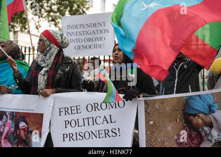 London, 11. Oktober 2016, UK Oromo Demonstranten demonstrieren gegen angebliche Menschenrechtsverletzungen durch die äthiopische Regierung Credit: Ian Davidson/Alamy Live News Stockfoto