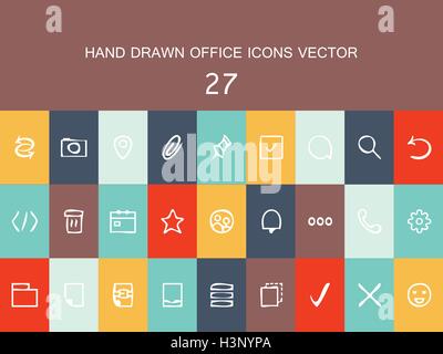 Abstraktes Vektor-Auflistung der flache Linie Hand gezeichnet Design-Ikonen. Elemente für Mobile und Web-Anwendungen. Stock Vektor