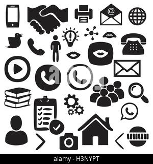Hand Soziale gezeichnet, Netzwerk Icon Set Vector Illustration auf weißem Hintergrund Stock Vektor