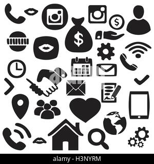 Handgezeichnete Finanzen festgelegt Netzwerksymbol Vektor-Illustration auf weißem Hintergrund Stock Vektor