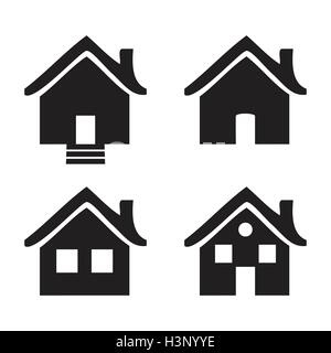 Schwarze und weiße flache Symbole Wohnungen isoliert Vector Illustration Stock Vektor