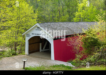 Parke County, Indiana: The Narrows Bridge im zeitigen Frühjahr, Türkei laufen Staatspark Stockfoto