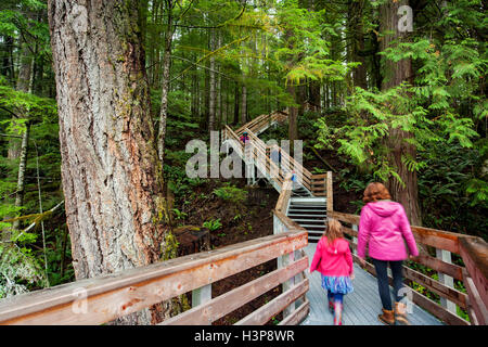 Trail nach Elk Falls - Elk Falls Provincial Park und Naturschutzgebiet - Campbell River, Vancouver Island, British Columbia, Kanada Stockfoto