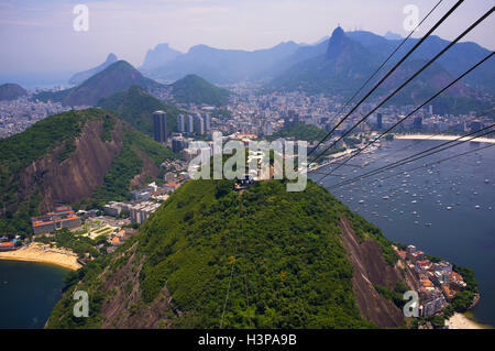 Blick über Botafogo und den Corcovado vom Zuckerhut, Rio De Janeiro, Brasilien Stockfoto