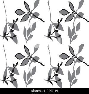 Vektor abstrakte monochrome Musterdesign der Blätter der weißen Hintergrund Stock Vektor