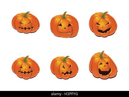 Halloween set mit Kürbissen Stock Vektor