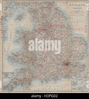 ENGLAND & WALES Railways & Dampfschiff Dampfschiff Routen. Karte von Großbritannien 1927 Stockfoto