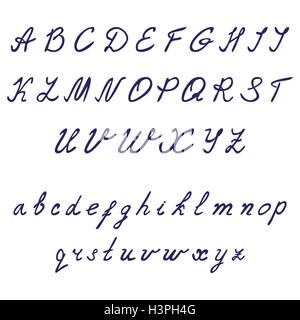 Hand gezeichnet kalligrafische Schrift. Dünnen kursiv Vektor auf weißem Hintergrund. Großbuchstaben und Kleinbuchstaben. Stock Vektor