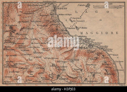 UMGEBUNG VON STRESA. Baveno Gignese. Italien-Mappa. Alte antike BAEDEKER 1903 Stockfoto