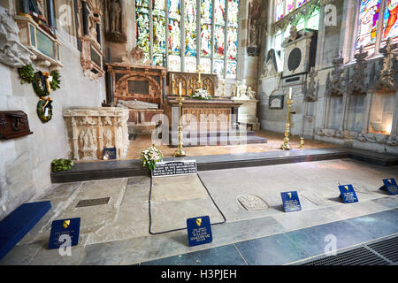 Die Gräber von William Shakespeare, Thomas Nash, John Hall und Susannah in Holy Trinity Church in London Stockfoto