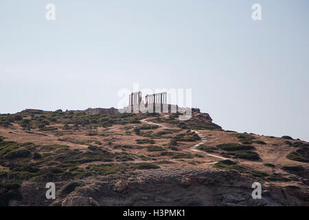 Meerblick am Poseidontempel am Kap Sounion, Griechenland Stockfoto