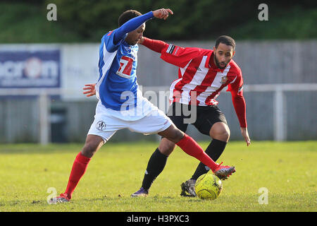 Michael Spencer in Aktion für unterstützt - AFC unterstützt Vs Leiston - Ryman League Premier Division Fußball im Stadion, Avenue Bridge - 15.02.14 Stockfoto