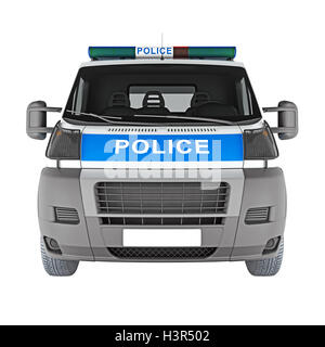 Polizei Auto Frontansicht isoliert auf weiss. 3D-Rendering Stockfoto