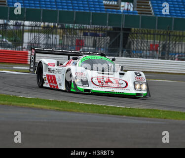 Porsche 962, Gruppe C, Silverstone Classic 2016, Mark Sumpter, 60er Jahre Autos, Chris McEvoy, Cjm-Fotografie, Oldtimer Racing, seine Stockfoto