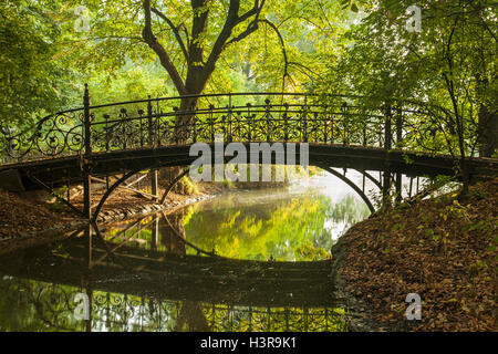 Herbstmorgen im Park Poludniowy (South Park) in Breslau, Niederschlesien, Polen. Stockfoto