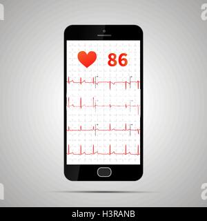 Smartphone mit typischen menschlichen Elektrokardiogramm Stock Vektor