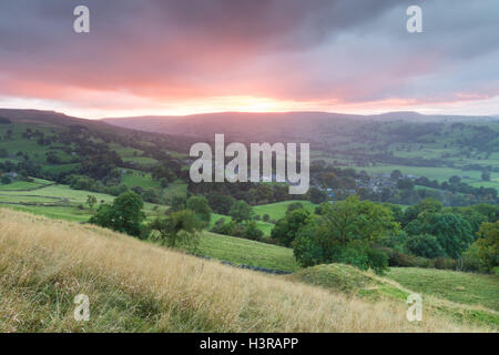 Sonnenuntergang über Wensleydale, Yorkshire Dales National Park. Stockfoto