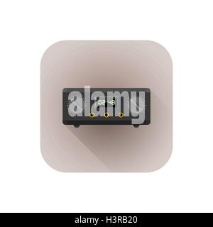 Vektor-bunte flache Bauweise, dass Tattoo Maschine elektrischen Energieversorgungseinrichtung Jack Eingänge Abbildung Quadrat mit Schatten gerundet Stock Vektor