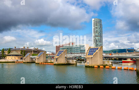 Ansicht von Belfast mit dem Fluss Lagan - Vereinigtes Königreich Stockfoto