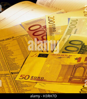 Kalender, finanzielle Papier, Banknoten, Euro, Stillleben, Produktfotografie, Banknoten, Geld, Geld, Währung, Währungseinheit, Einheitswährung, bedeutet Zahlung, Europa, EU, Börse, Anlage, Investition, spekulieren, Nahaufnahme Stockfoto