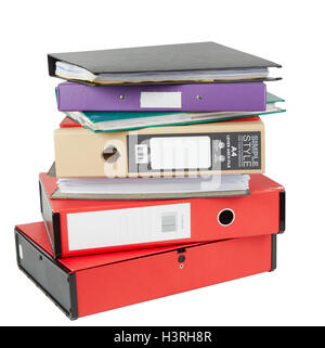 A4-Ordner und Box-Dateien gestapelt Stockfoto