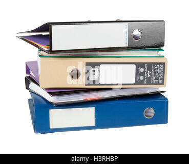 A4-Ordner und Box-Dateien gestapelt Stockfoto
