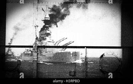 Video Projektion "Schlacht von Juetland 1916', HMS Caroline, Belfast, Nordirland. Stockfoto