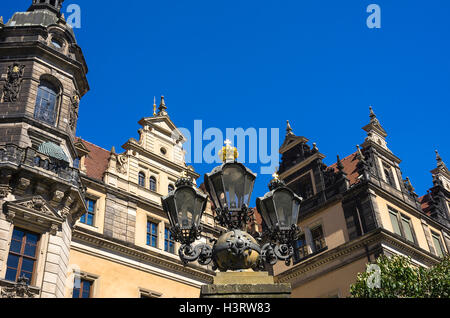 Historische Architektur des königlichen Palastes wohnen in der Stadt Dresden, Sachsen, Deutschland. Stockfoto