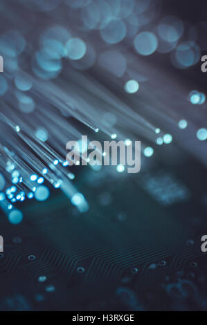 elektrische Platte von Chips mit Fiber optic Lichter Stockfoto