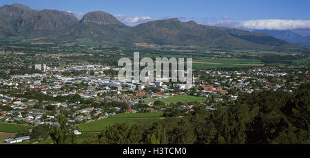 Südafrika, Cape Region, Paarl, Stadt Übersicht, Afrika, West Cape, western Cape Town, Blick auf die Stadt, "Perle am Kap", Berge, Bergkette, Weinregion, Weinbaugebiet Stockfoto