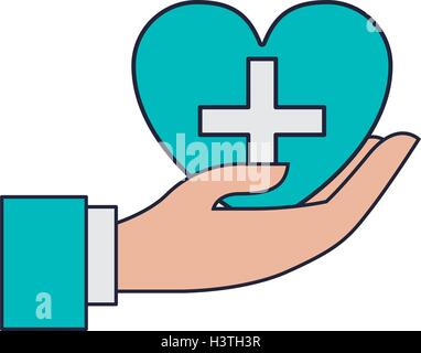 Hand mit Kreuz im Herzen Stock Vektor
