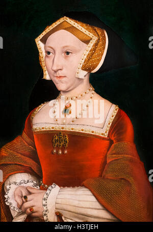 Jane Seymour (1508-1537), dritte Ehefrau von König Henry VIII von England, durch die Werkstatt von Hans Holbein dem jüngeren, 1540-. Auf dem Display in das Mauritshuis, den Haag, Niederlande. Stockfoto