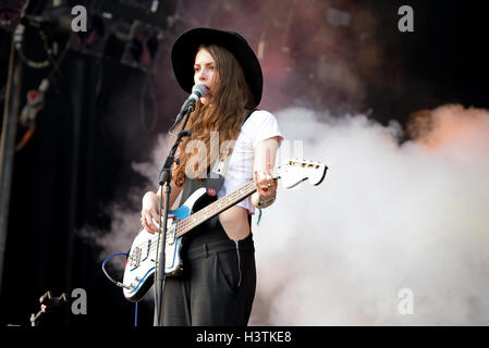 BARCELONA - 30 Mai: The Ghost von Saber Tooth Tiger (Band) führt bei Primavera Sound Festival 2015. Stockfoto