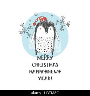 Pinguin in Santa Hüte Stock Vektor