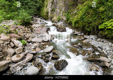 Fließen große Mengen an Wasser aus dem Bach am Tar River in der Nähe von Camlihemsin, Rize, Türkei Stockfoto