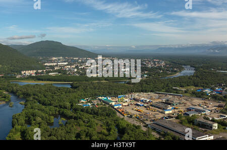 Yelizovo Stadt auf der Halbinsel Kamtschatka. Stockfoto