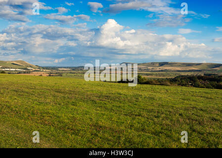 Ein Blick über das Tal der Ouse in Richtung Firle Beacon auf ein Herbstnachmittag, East Sussex, England, UK Stockfoto