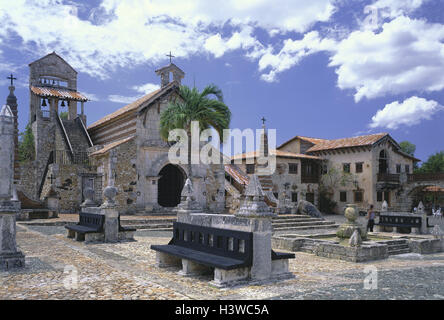 Die Dominikanische Republik, Altos de Chavon, Ansicht, Galle Plateau, Rio Chavon, koloniale Siedlung, Siedlung, Gebäudee, 16 Jh., Reste, Ort von Interesse Stockfoto