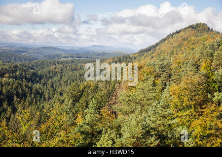 Blick vom Mala Pravcicka Brana über Böhmische Schweiz Nationalpark Ceske Svycarsko, Usti Nad Labem, Tschechische Republik Stockfoto