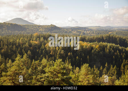 Blick vom Mala Pravcicka Brana über Böhmische Schweiz Nationalpark Ceske Svycarsko, Usti Nad Labem, Tschechische Republik Stockfoto