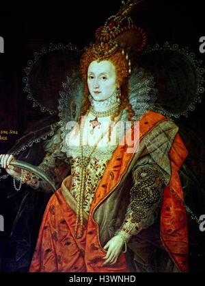 Elizabeth I Rainbow Portrait von Isaac Oliver (1556-1617) Frankreich geborene englische Miniatur Porträtmaler. Vom 17. Jahrhundert Stockfoto