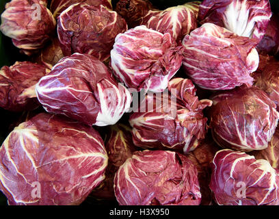 Radicchio-Salat ist zum Verkauf an einem Marktstand auf dem Wochenmarkt in Langenhagen in der Region Hannover, Deutschland, 27. September 2016. Foto: HOLGER HOLLEMANN/dpa Stockfoto