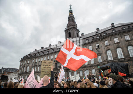 Kopenhagen, Dänemark. 13. Oktober 2016. Dänemark, Kopenhagen, 13. Oktober. Mehrere Tausend Studenten demonstrieren gegen die dänische Regierung will das Stipendium, das so genannte SU geschnitten. Mehr als 25.000 Leute haben unterschrieben, die Demonstration vor dem dänischen Parlament, Christiansborg und 43.000 landesweit Kredit zu besuchen: Alberto Grasso/Alamy Live News Stockfoto