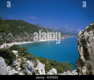 Italien, Sardinien, Provinz Nuoro, Golfo Tu Orosei, Cala Tu Luna, Bucht, Insel, Mittelmeer, Sardinien, Ostküste, Küste, Rock, Galle Küste, Cala Luna Stockfoto