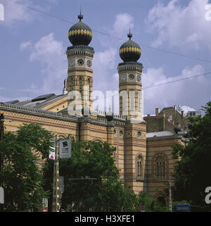 Ungarn, Budapest, Dohanystrasse, Synagoge, 1854 - 1859, detail, Europa, Hauptstadt, Dohany-Utcai Zsinagoga, Architekt Ludwig Förster, Kirche, Gebäude, Architektur, Struktur, Sehenswürdigkeit, draussen Stockfoto