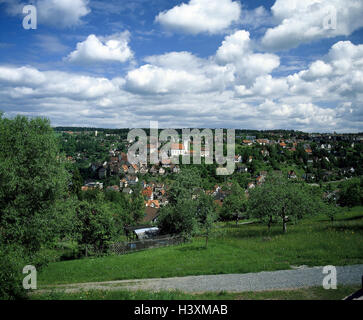 Deutschland, Baden-Wurttemberg, alten Teig, Stadtübersicht, Nordschwarzwald, Schwarzwald, Landkreis Calw, Stadt, Übersicht, Landschaft, bewölkter Himmel Stockfoto