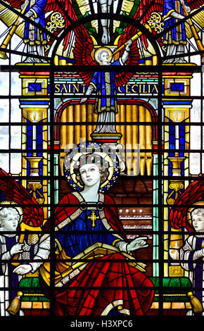 London England, UK. Kirche des Heiligen Grabes / St Grab ohne Newgate. Glasmalerei-Fenster (1946), Sir gewidmet...