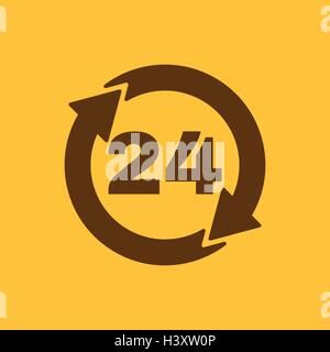 Das rund um die Uhr-Symbol. Twenty-Four Stunden öffnen Symbol. Wohnung Stock Vektor