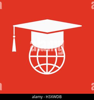 Die Graduierung Kappe und Globus-Symbol Stock Vektor